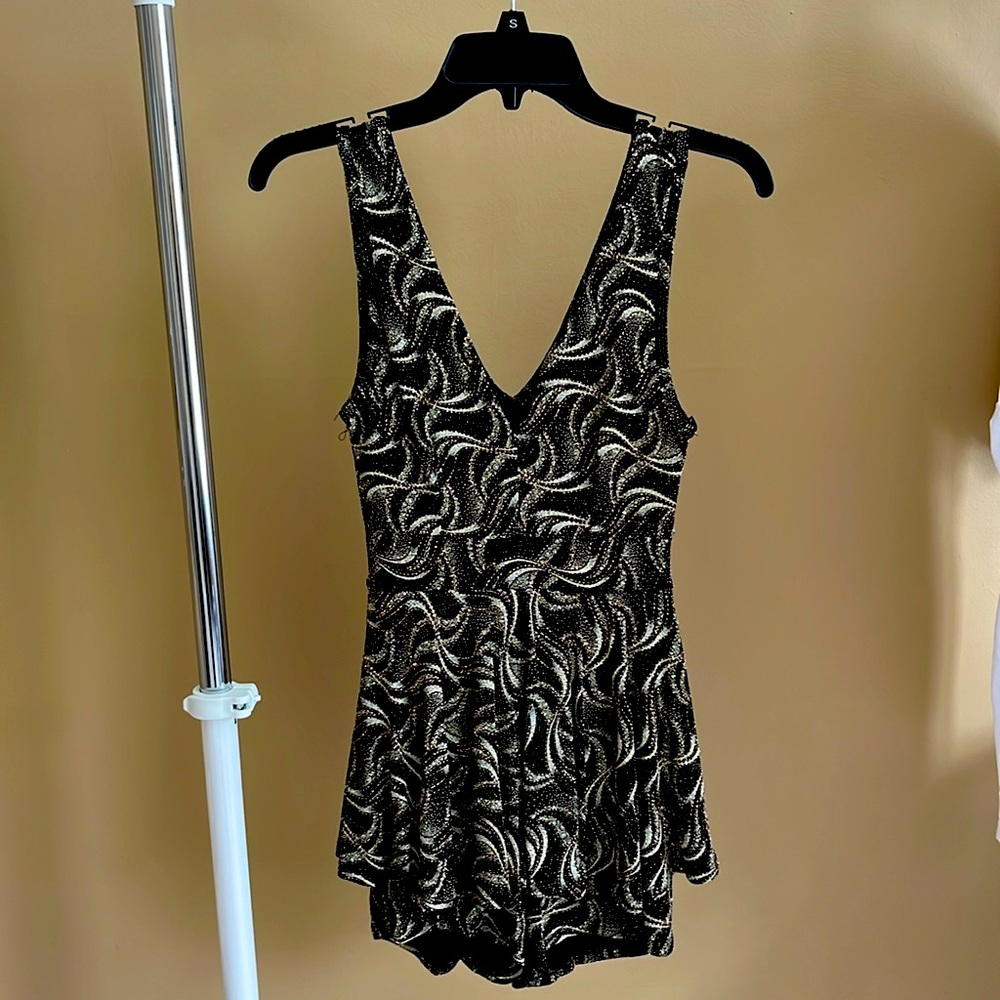 Joyce Leslie Black & Gold Sparkly Romper